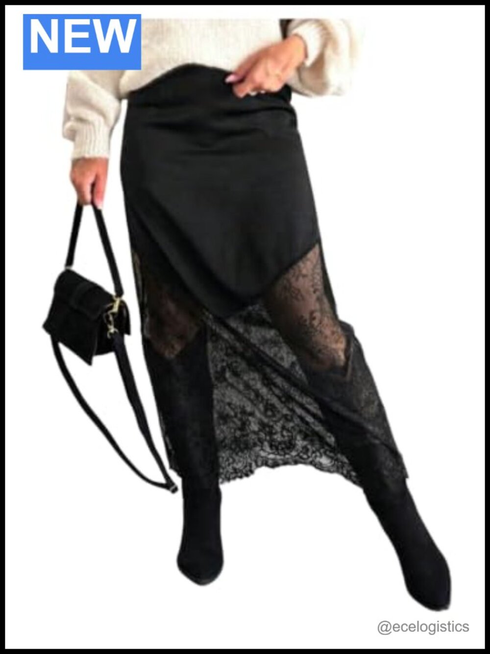 Women's High Waisted Floral Lace Maxi Skirt Sheer Asymmetrical Patchwork Long